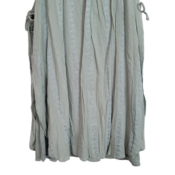 Free People Size L Dress Boho Gauze Flowy Layers Pullover Beachy Crochet Green - Picture 4 of 12